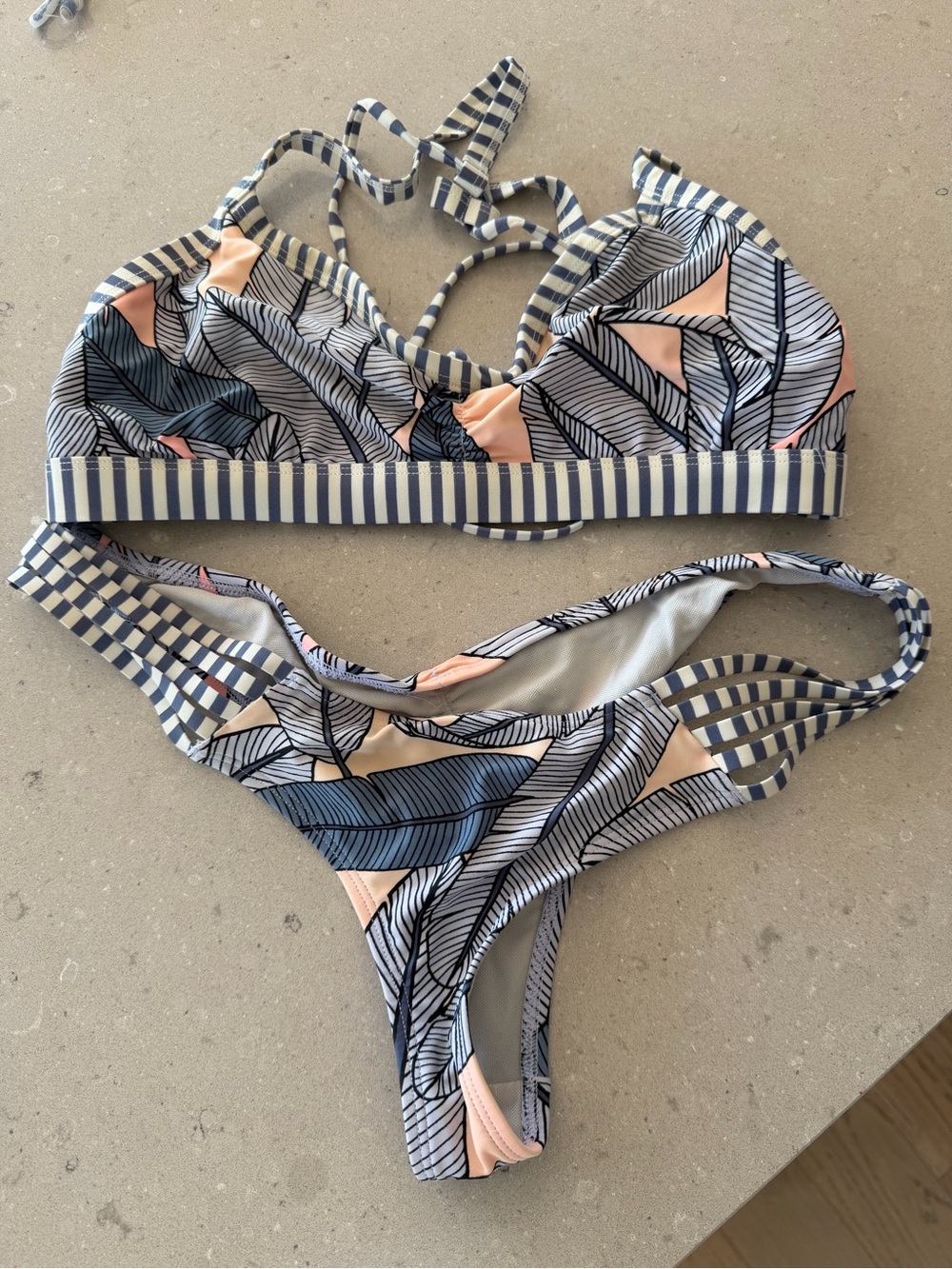 Women’s Blue & Peach Printed Bikini Set